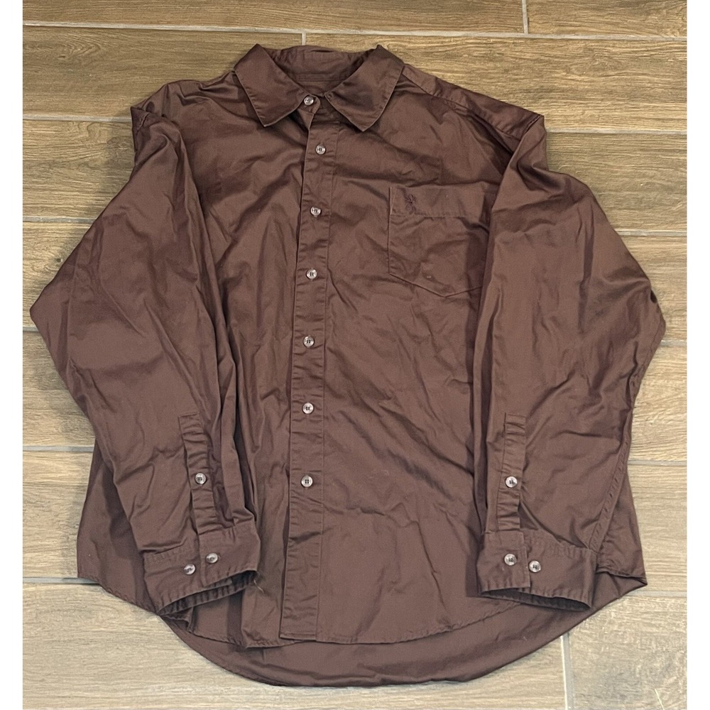 Browning Casual Sportswear Long Sleeve Button-up Shirt XXL w/Pocket Brown